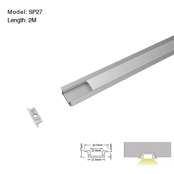 LED Profile - 2 meters compressed covers and caps / CN-SL06 L2000*24.7*7mm - Kosoom SP27-LED Strip Profile--01