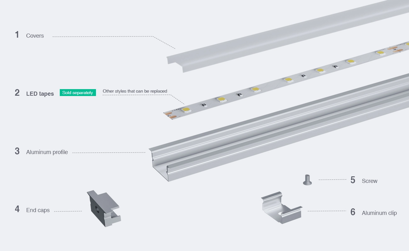 LED Profile - 2 meters compressed covers and caps / CN-619 L2000 * 30.3 * 9.8mm - Kosoom SP23-LED Profile--03