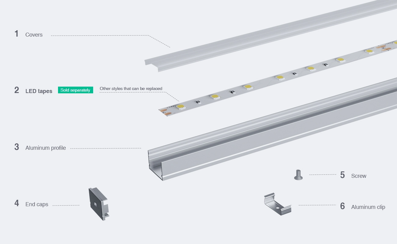 LED Profile - 2 meters compressed covers and caps / CN-SL14 L2000*30*20mm - Kosoom SP35-LED Profile--03