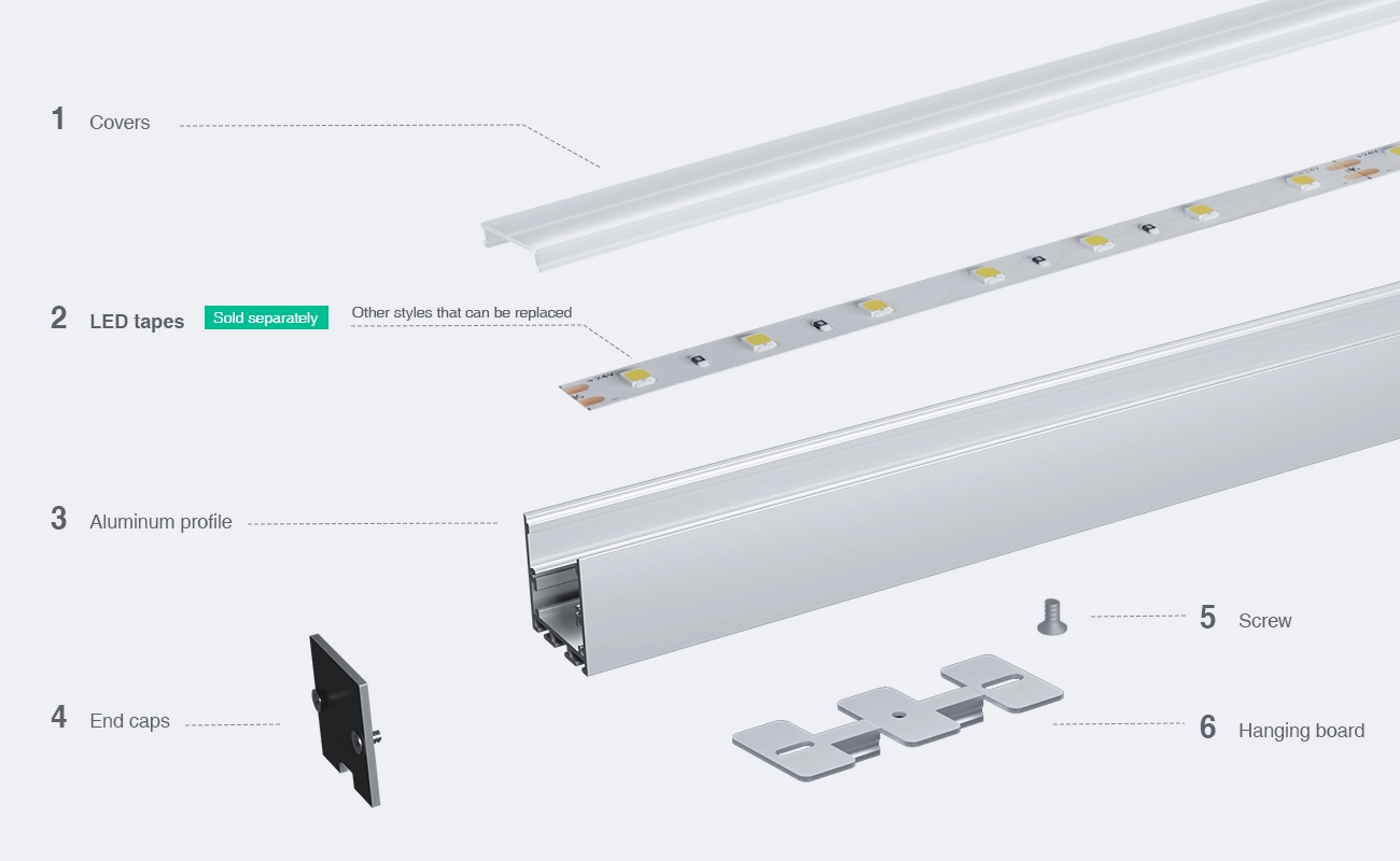 LED Profile - 2 meters compressed covers and caps / CN-SU02 L2000*35*35mm - Kosoom SP38-LED Profile--03