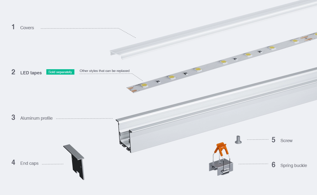 LED Profile - 2 meters compressed covers and caps / CN-SU03 L2000*50*35mm - Kosoom SP39-LED Aluminium Profile--03