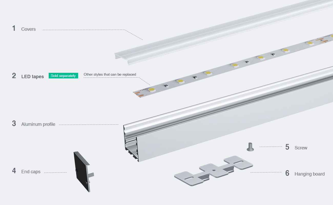 LED Profile - 2 meters compressed covers and caps / CN-SU04 L2000*40*34.8mm - Kosoom SP40-LED Strip Profile--03