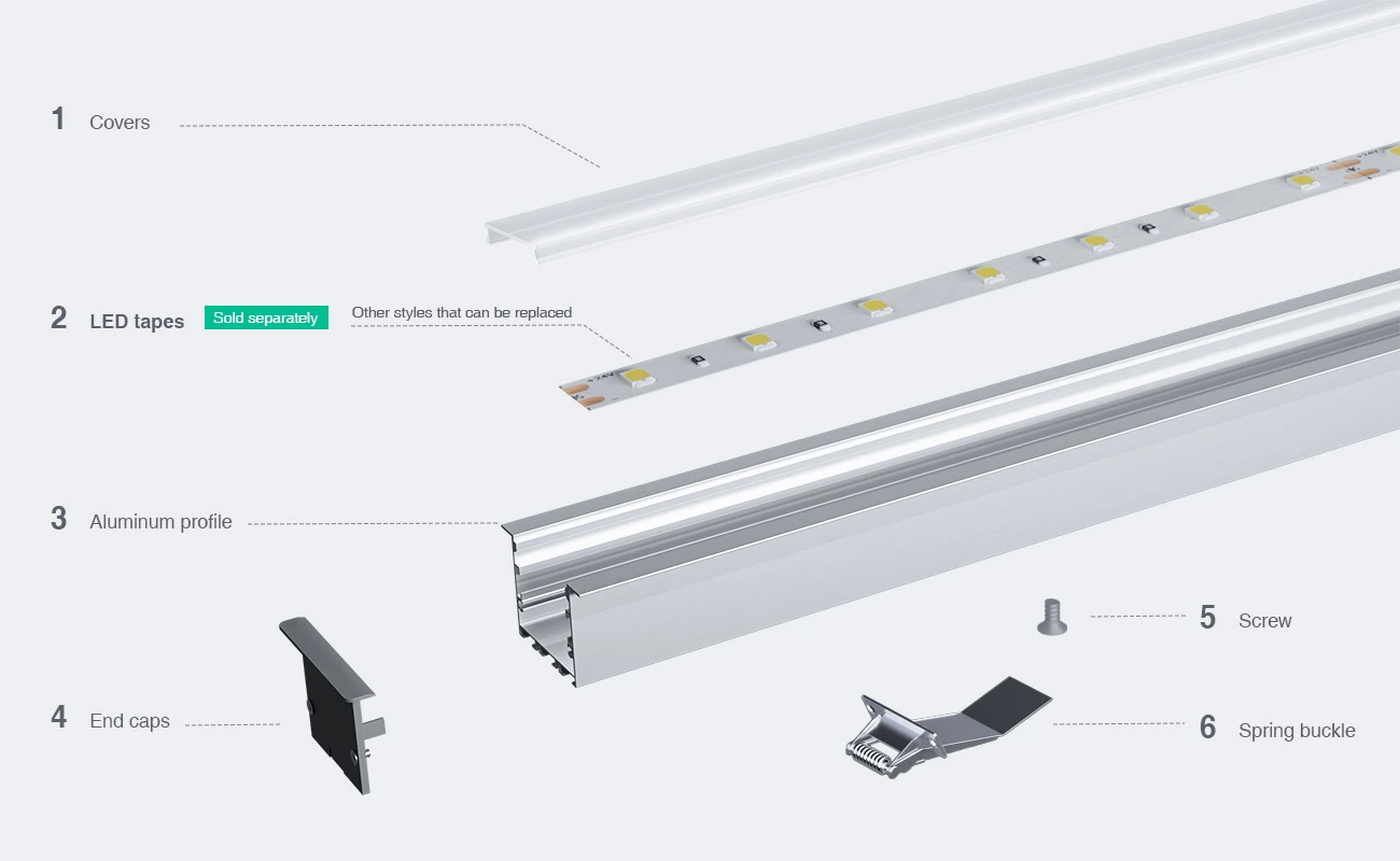 LED Profile - CN-SL04 L2000*27.2*15mm /  2 meters compressed covers and caps - Kosoom SP41-LED Profile--03