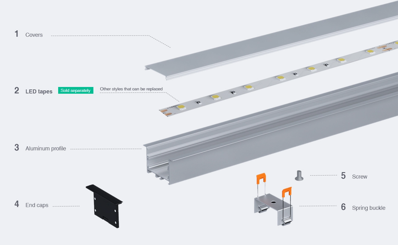 LED Profile - 2 meters compressed covers and caps / CN-SU07 L2000*63.5*35mm - Kosoom SP43-LED Strip Profile--03