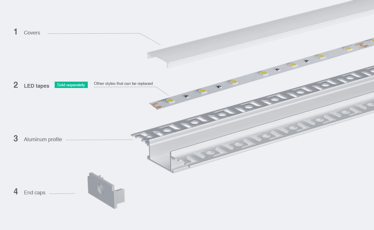 LED Profile - 2 meters compressed covers and caps / CN-SA01 L2000*64.2*13.8mm - Kosoom SP44-LED Aluminium Profile--03