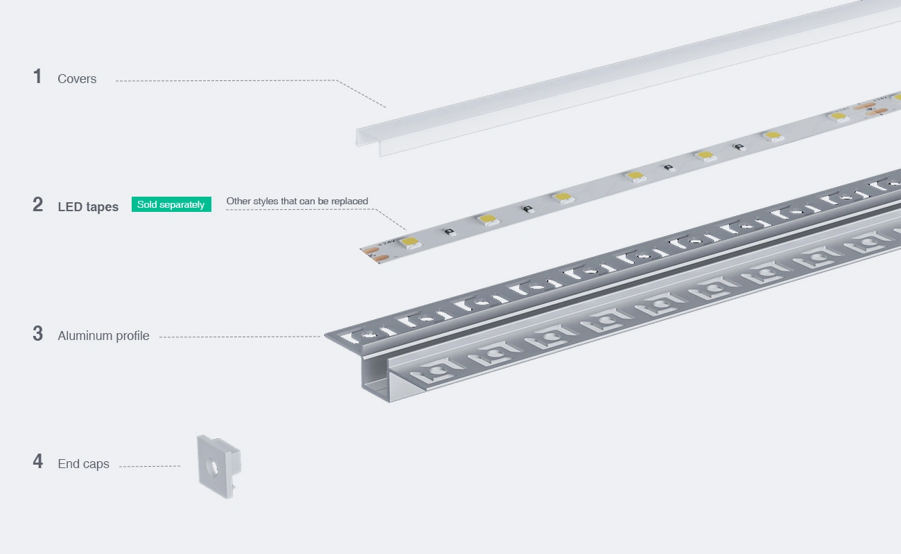 2 meters compressed covers and caps / CN-SA03 L2000*55.5*14.9mm - LED Profile - Kosoom SP46-LED Aluminium Profile--03