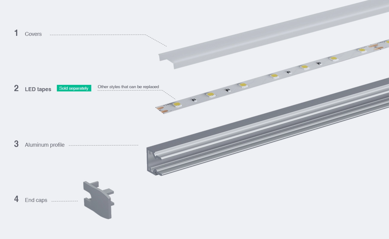 2 meters compressed covers and caps / CN-FS02 L2000*10.9*11.2mm - LED Profile - Kosoom SP50-LED Aluminium Profile--03