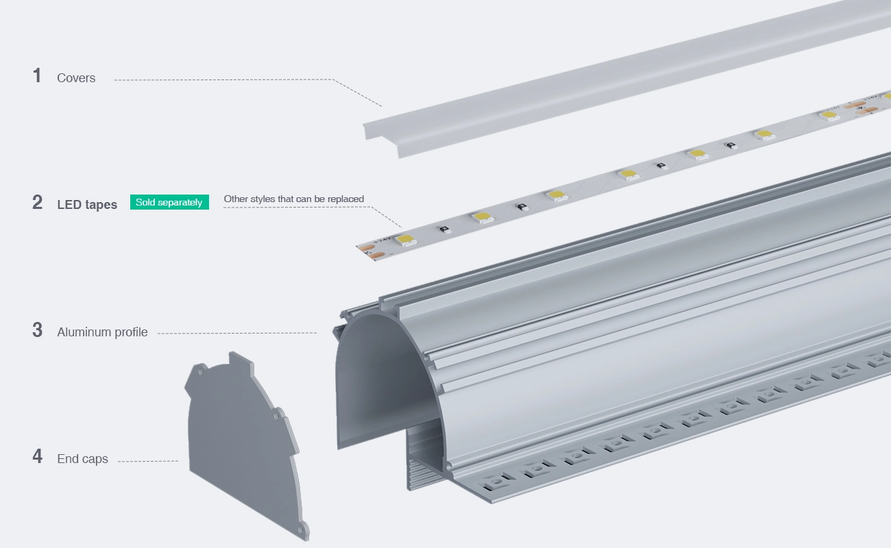 2 meters compressed covers and caps / CN-SS02 L2000*21.3*25.6mm - LED Profile - Kosoom SP53-LED Aluminium Profile--03