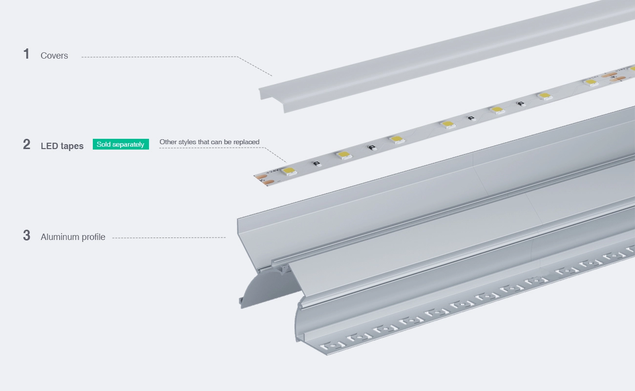 2 meters compressed covers and caps / CN-RL03 L2000*90*57.7mm - LED Profile - Kosoom SP55-LED Strip Profile--03