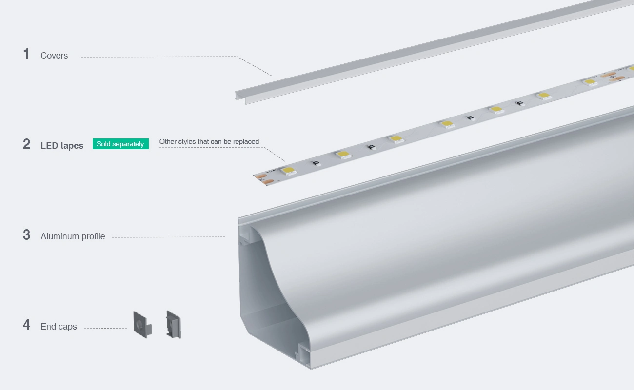 2 meters compressed covers and caps / CN-AS01 L2000*69.1*69.1mm - LED Profile - Kosoom SP56-LED Profile--03