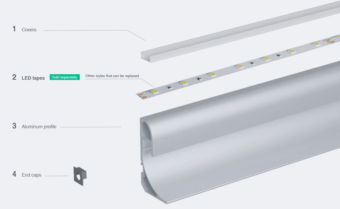 2 meters compressed covers and caps / CN-AS02 L2000*36.4*60.2mm - LED Profile - Kosoom SP57-LED Strip Profile--03