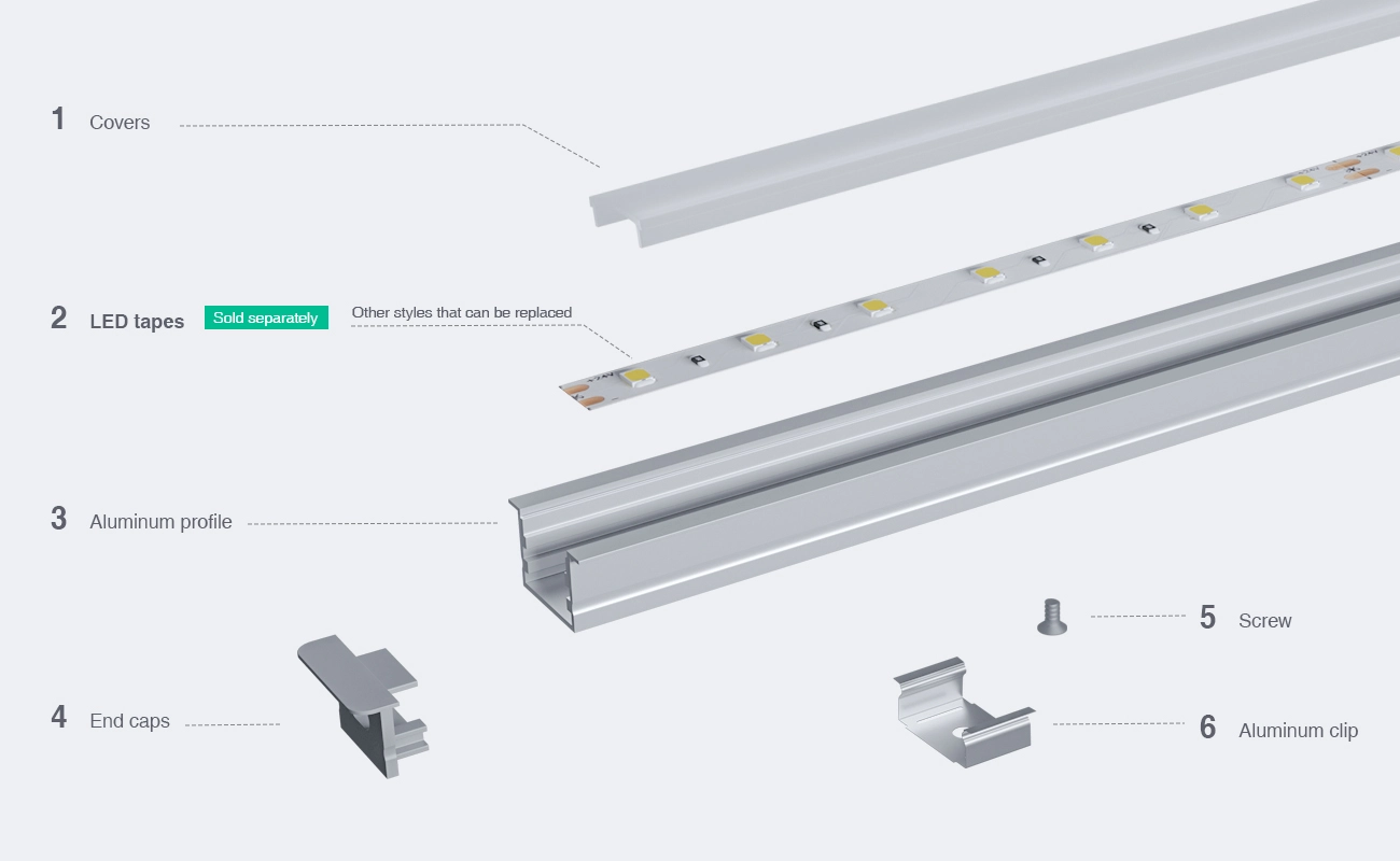 2 meters compressed covers and caps - LED Profile - Kosoom SP58-LED Aluminium Profile--03