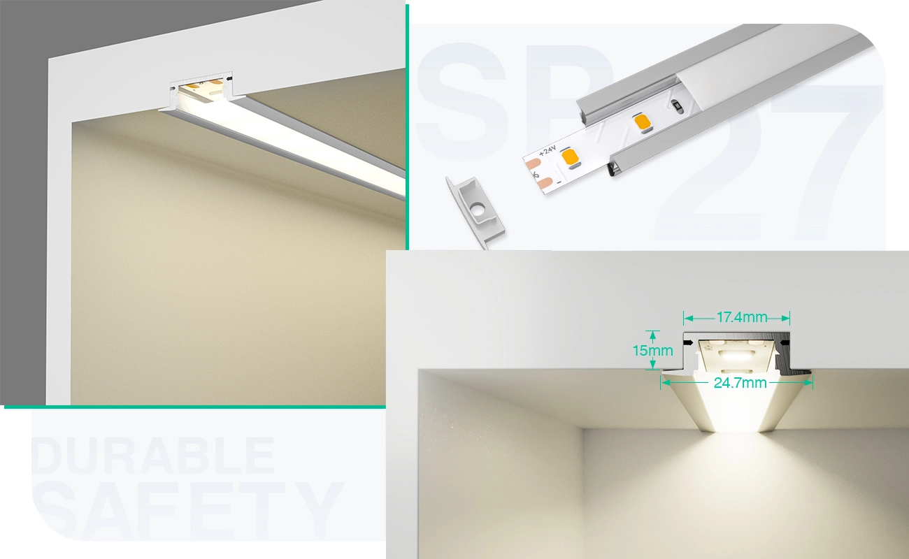 LED Profile - 2 meters compressed covers and caps / CN-SL06 L2000*24.7*7mm - Kosoom SP27-LED Profile--05