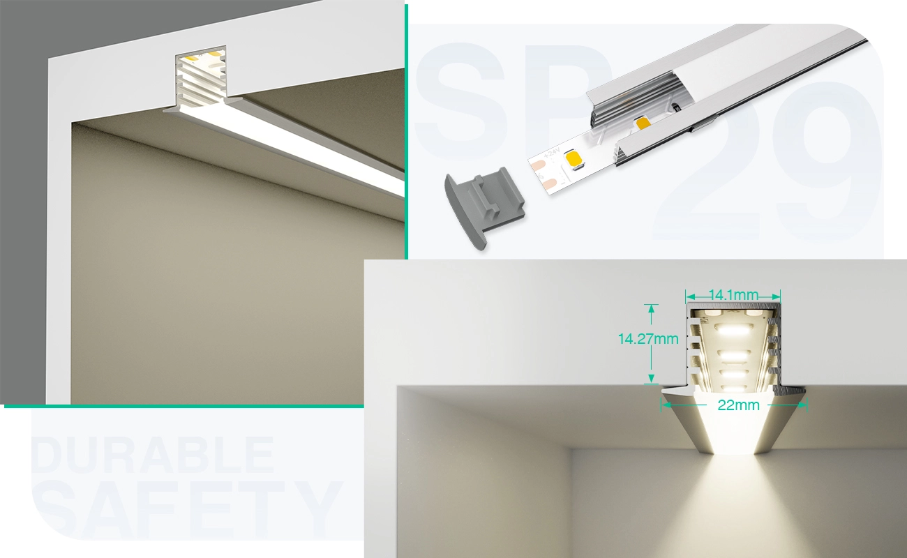 LED Profile - 2 meters compressed covers and caps / CN-SL08 L2000*22*14.27mm - Kosoom SP25-LED Profile--05