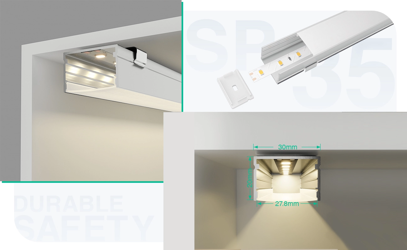 LED Profile - 2 meters compressed covers and caps / CN-SL14 L2000*30*20mm - Kosoom SP35-LED Aluminium Profile--05