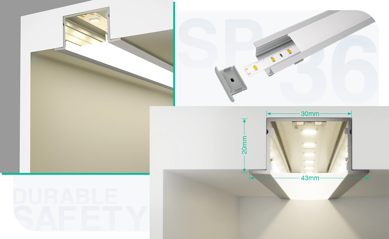 LED Profile - 2 meters compressed covers and caps / CN-SL15 L2000*43*20mm - Kosoom SP36-LED Aluminium Profile--05