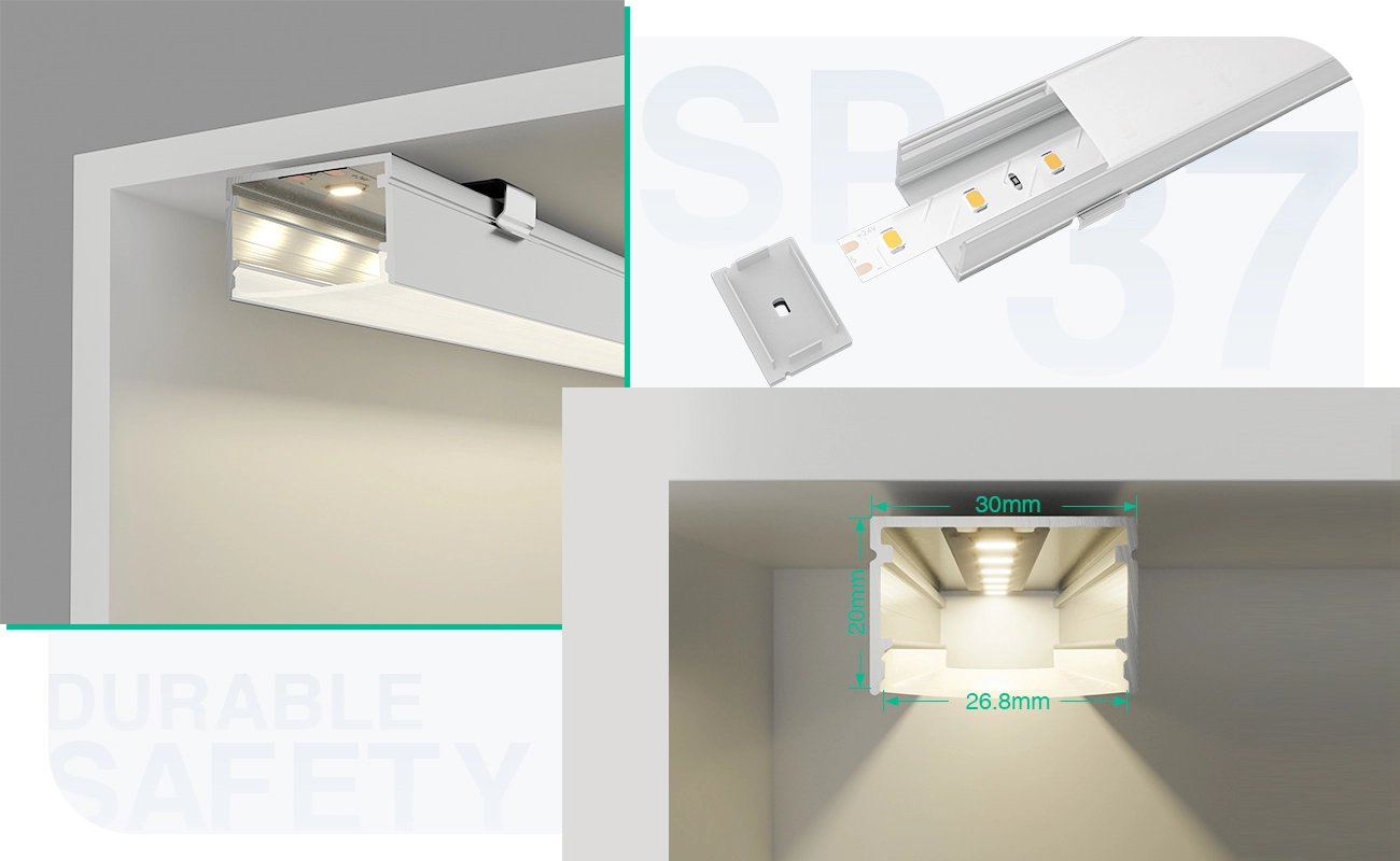 LED Profile - 2 meters compressed covers and caps / CN-SU01 L2000*30*20mm - Kosoom SP37-LED Profile--05