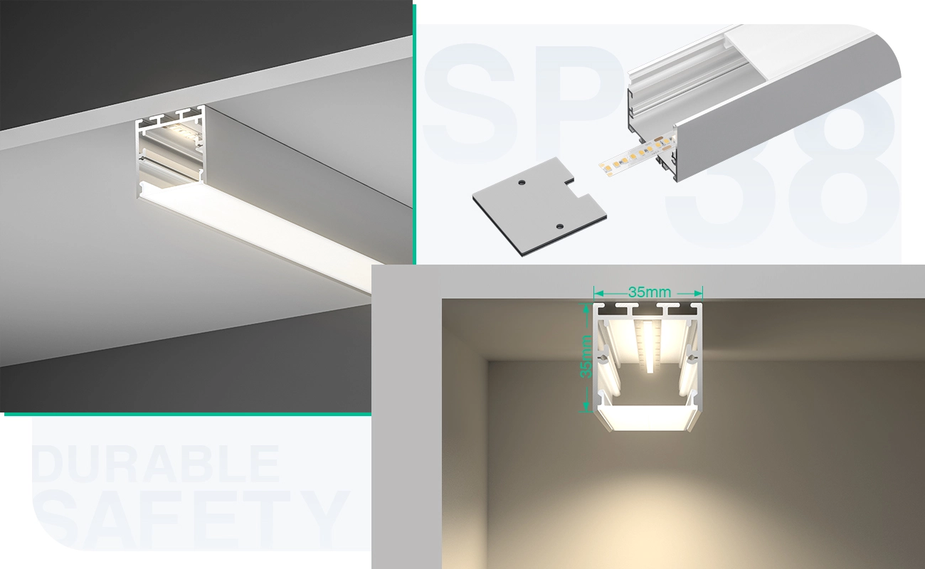 LED Profile - 2 meters compressed covers and caps / CN-SU02 L2000*35*35mm - Kosoom SP38-LED Strip Profile--05