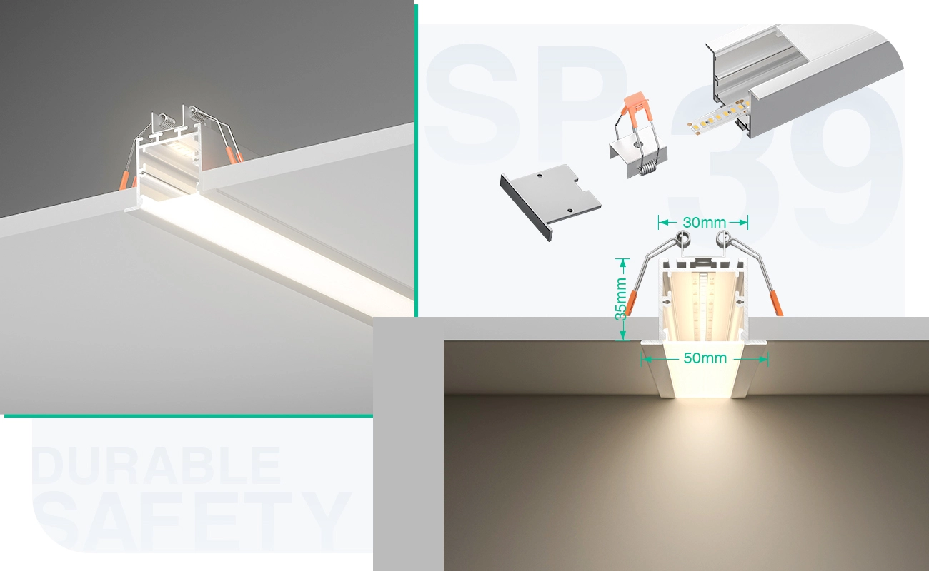 LED Profile - 2 meters compressed covers and caps / CN-SU03 L2000*50*35mm - Kosoom SP39-LED Profile--05