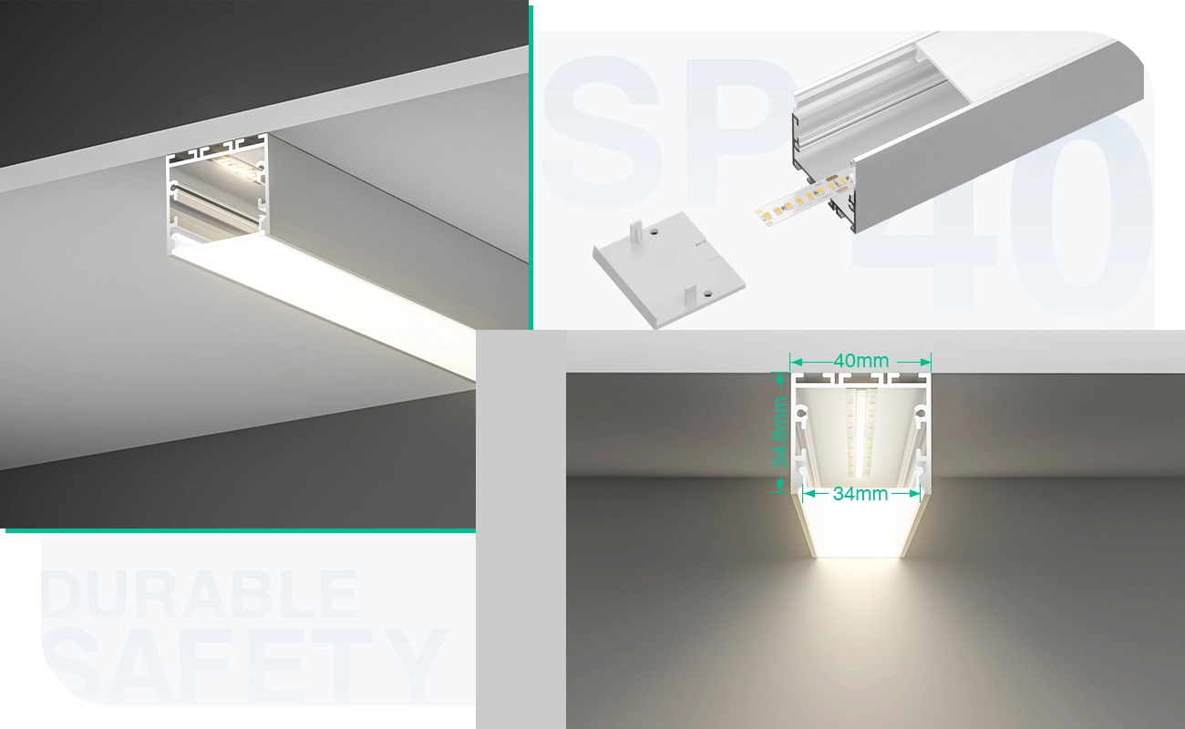 LED Profile - 2 meters compressed covers and caps / CN-SU04 L2000*40*34.8mm - Kosoom SP40-LED Aluminium Profile--05