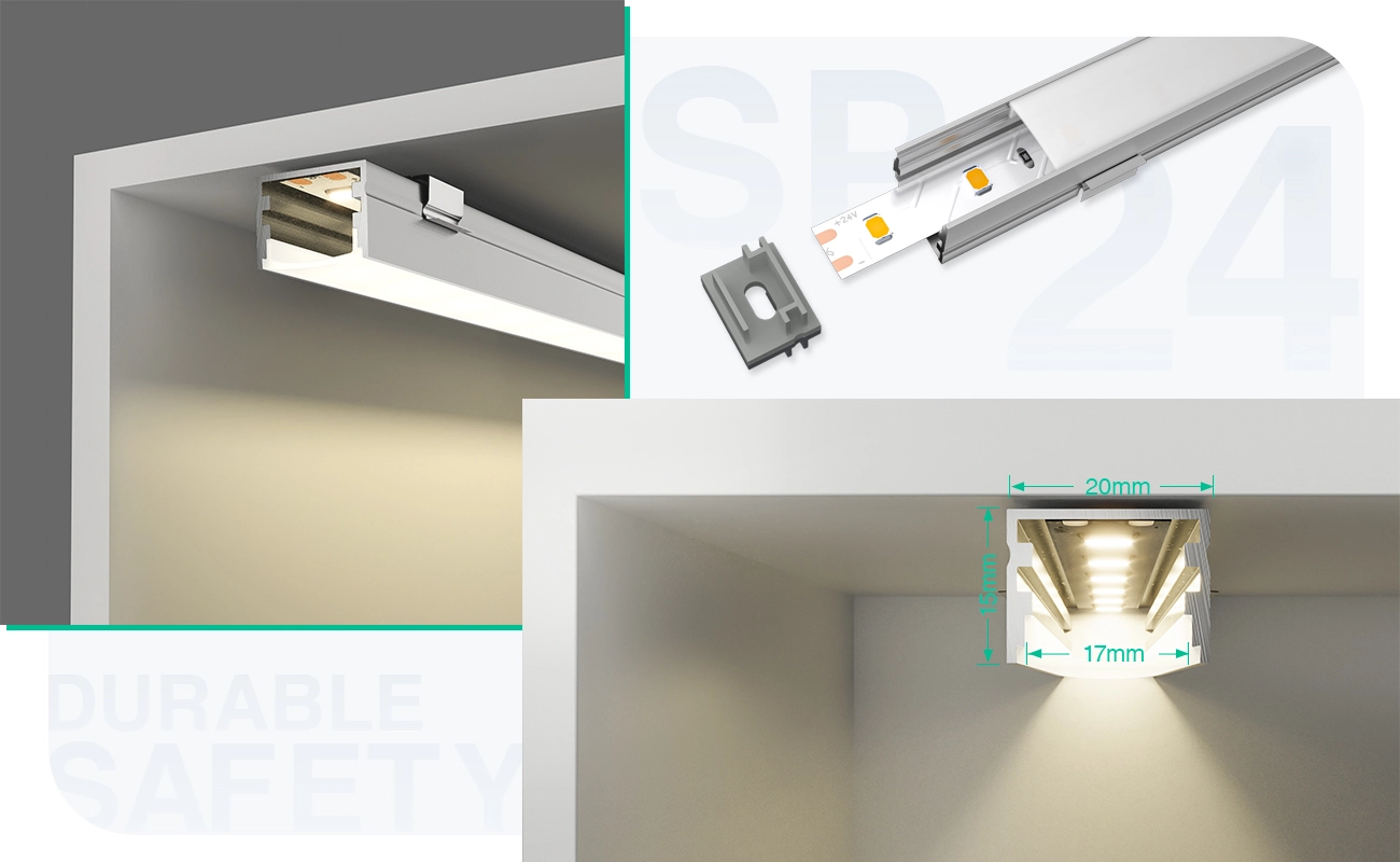 LED Profile - 2 meters compressed covers and caps / CN-SL03 L2000*20*15mm - Kosoom SP24-LED Aluminium Profile--05