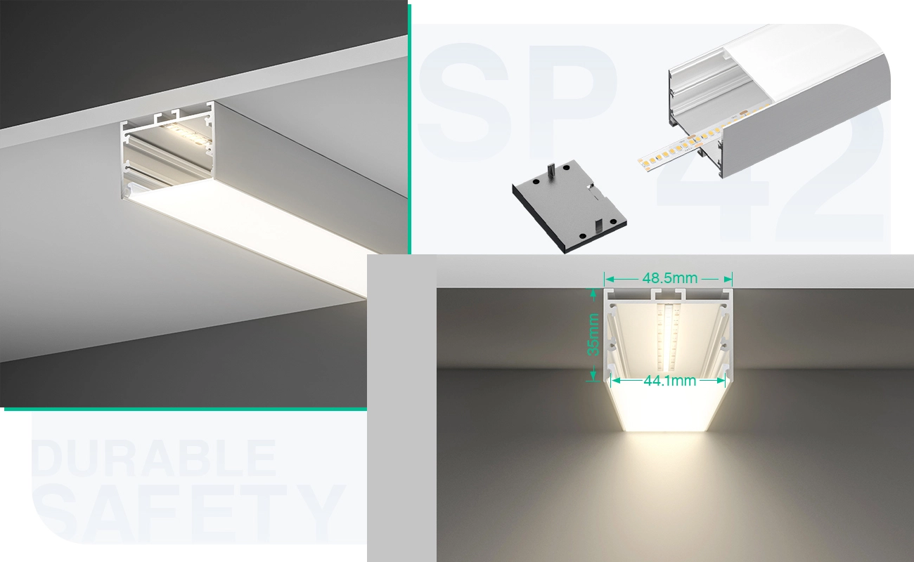 LED Profile - 2 meters compressed covers and caps / CN-SU06 L2000*48.5*35mm - Kosoom SP42-LED Strip Profile--05