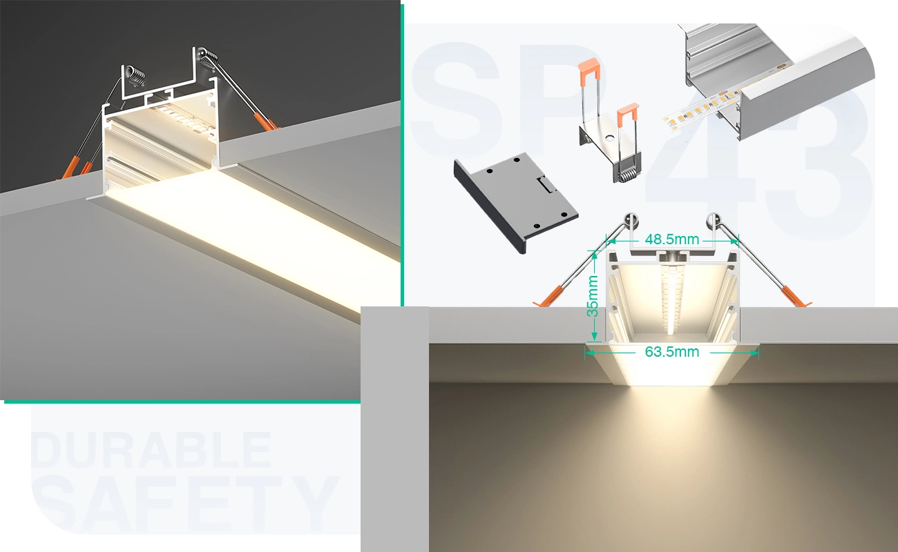 LED Profile - 2 meters compressed covers and caps / CN-SU07 L2000*63.5*35mm - Kosoom SP43-LED Aluminium Profile--05