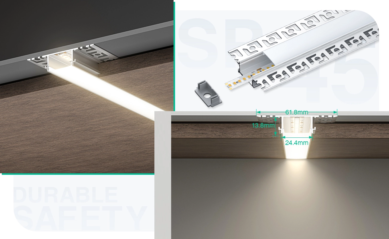 2 meters compressed covers and caps / CN-SA02 L2000*61.8*13.8mm - LED Profile - Kosoom SP45-LED Strip Profile--05