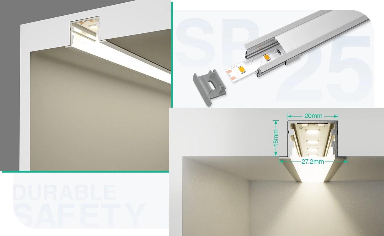 LED Profile - 2 meters compressed covers and caps / CN-SL04 L2000*27.2*15mm - Kosoom SP25-LED Profile--05