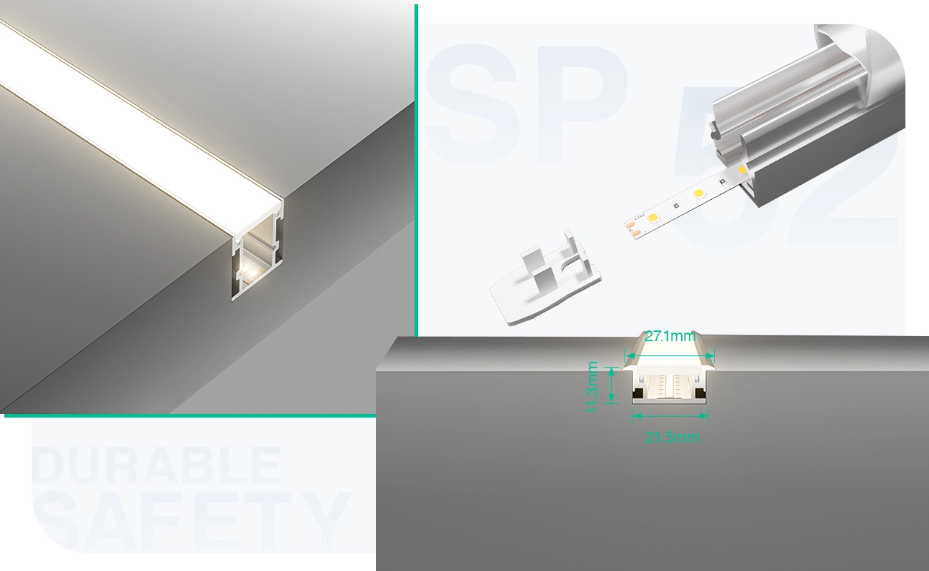 2 meters compressed covers and caps / CN-SS02 L2000*21.3*25.6mm - LED Profile - Kosoom SP52-LED Aluminium Profile--05