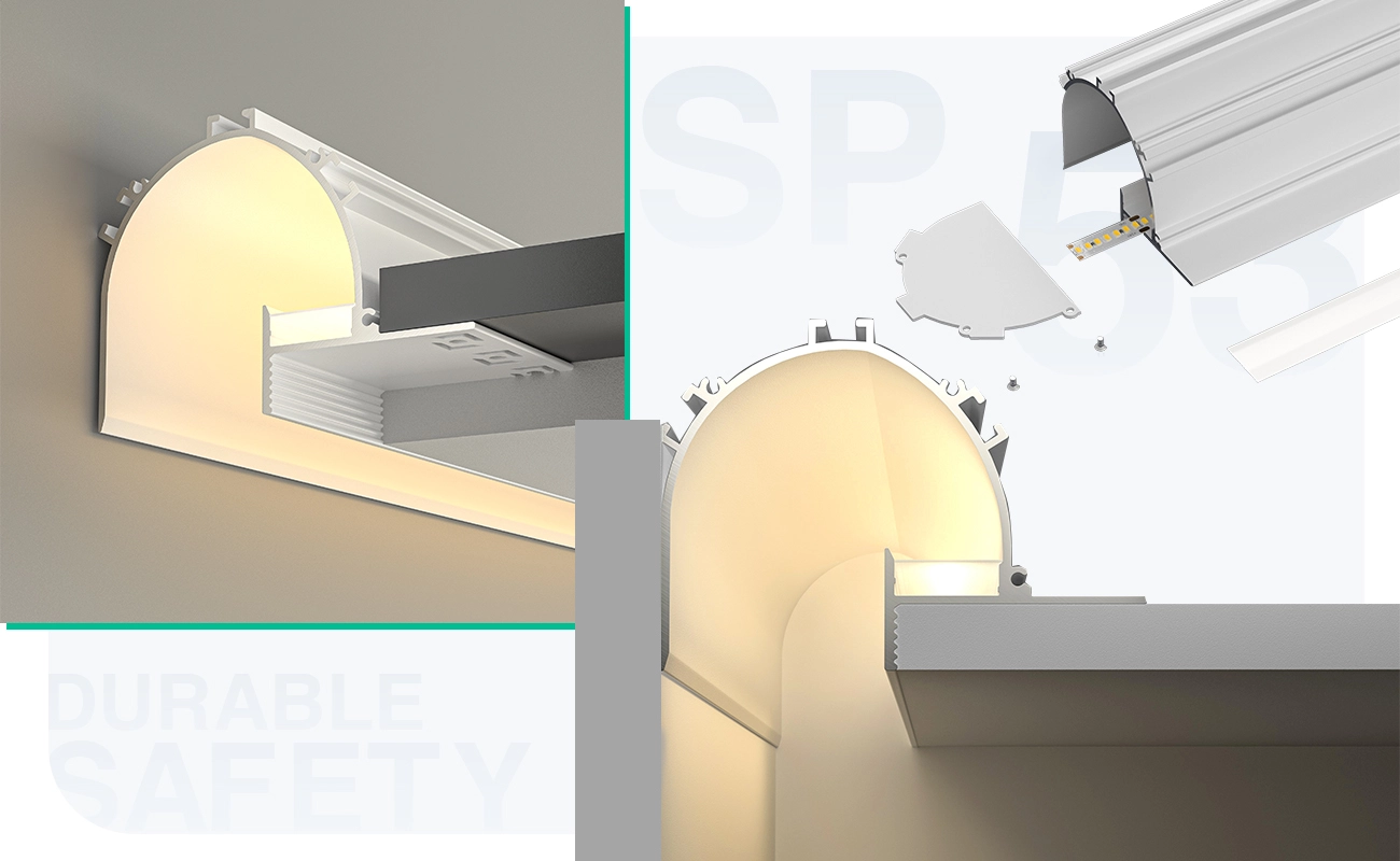 2 meters compressed covers and caps / CN-SS02 L2000*21.3*25.6mm - LED Profile - Kosoom SP53-LED Strip Profile--05