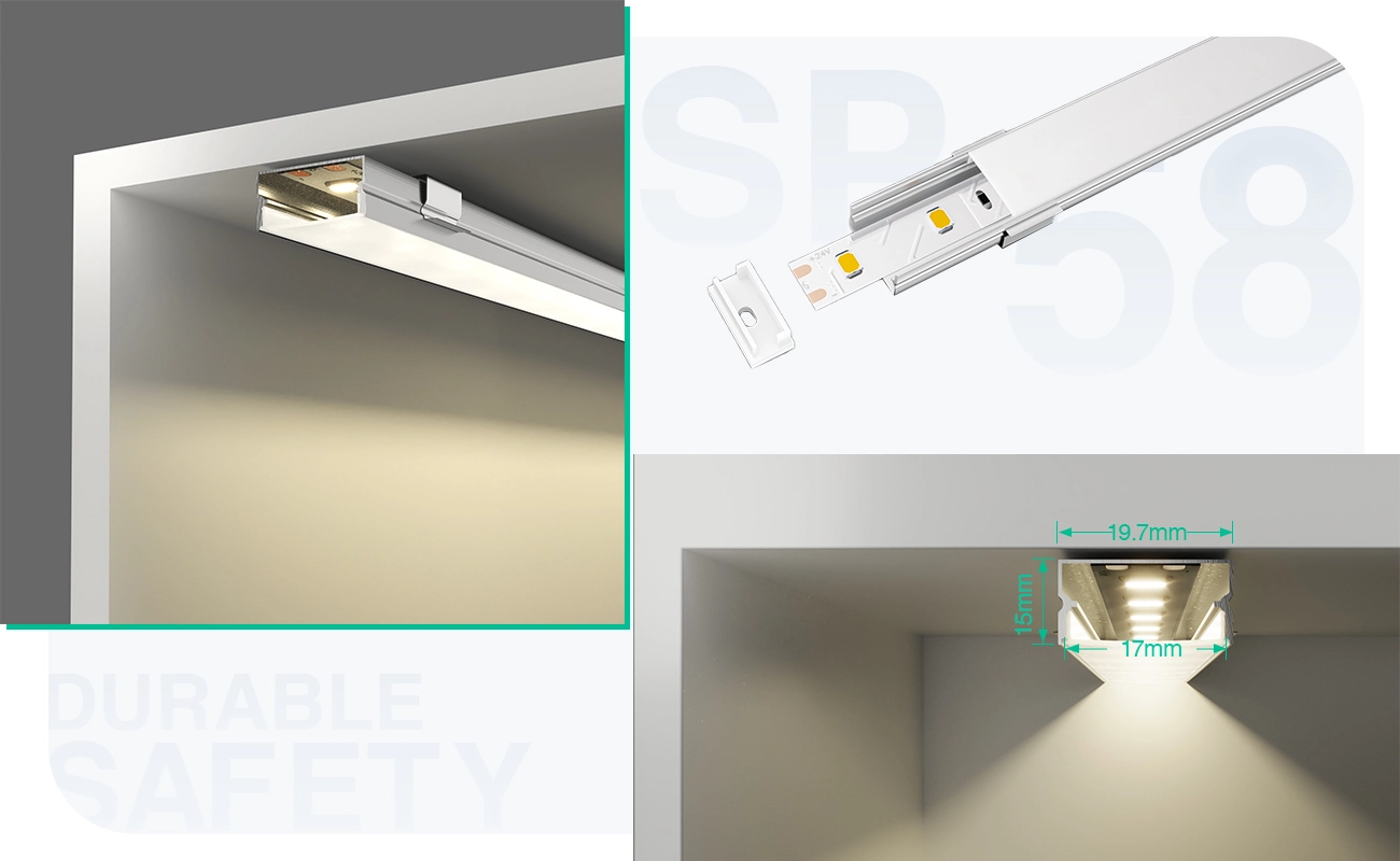 2 meters compressed covers and caps - LED Profile - Kosoom SP58-LED Strip Profile--05