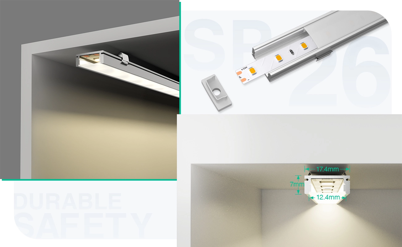 LED Profile - 2 meters compressed covers and caps / CN-SL05 L2000*17.4*7mm - Kosoom SP26-LED Profile--05