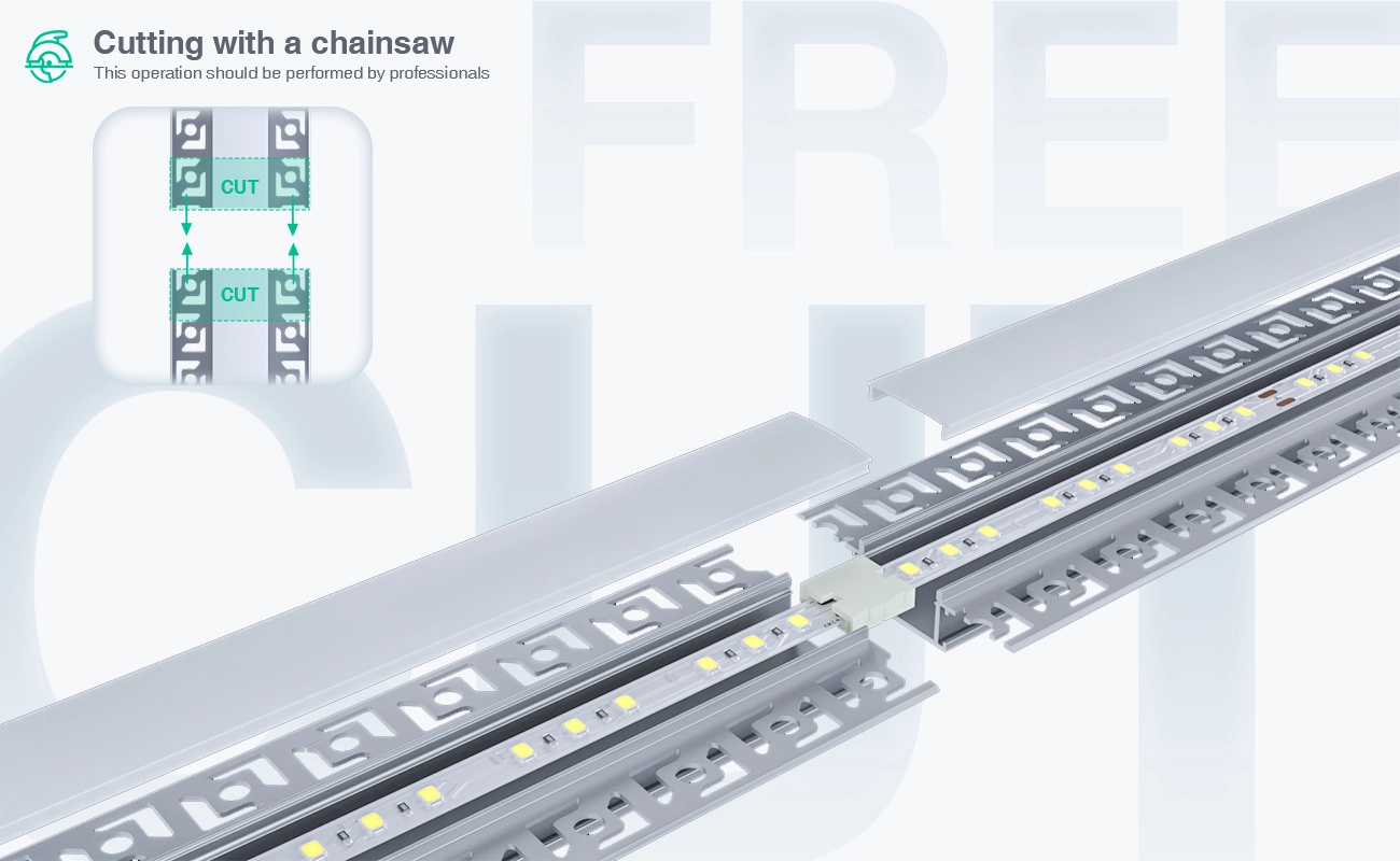 LED Profile - 2 meters compressed covers and caps / CN-SA01 L2000*64.2*13.8mm - Kosoom SP44-LED Strip Profile--06