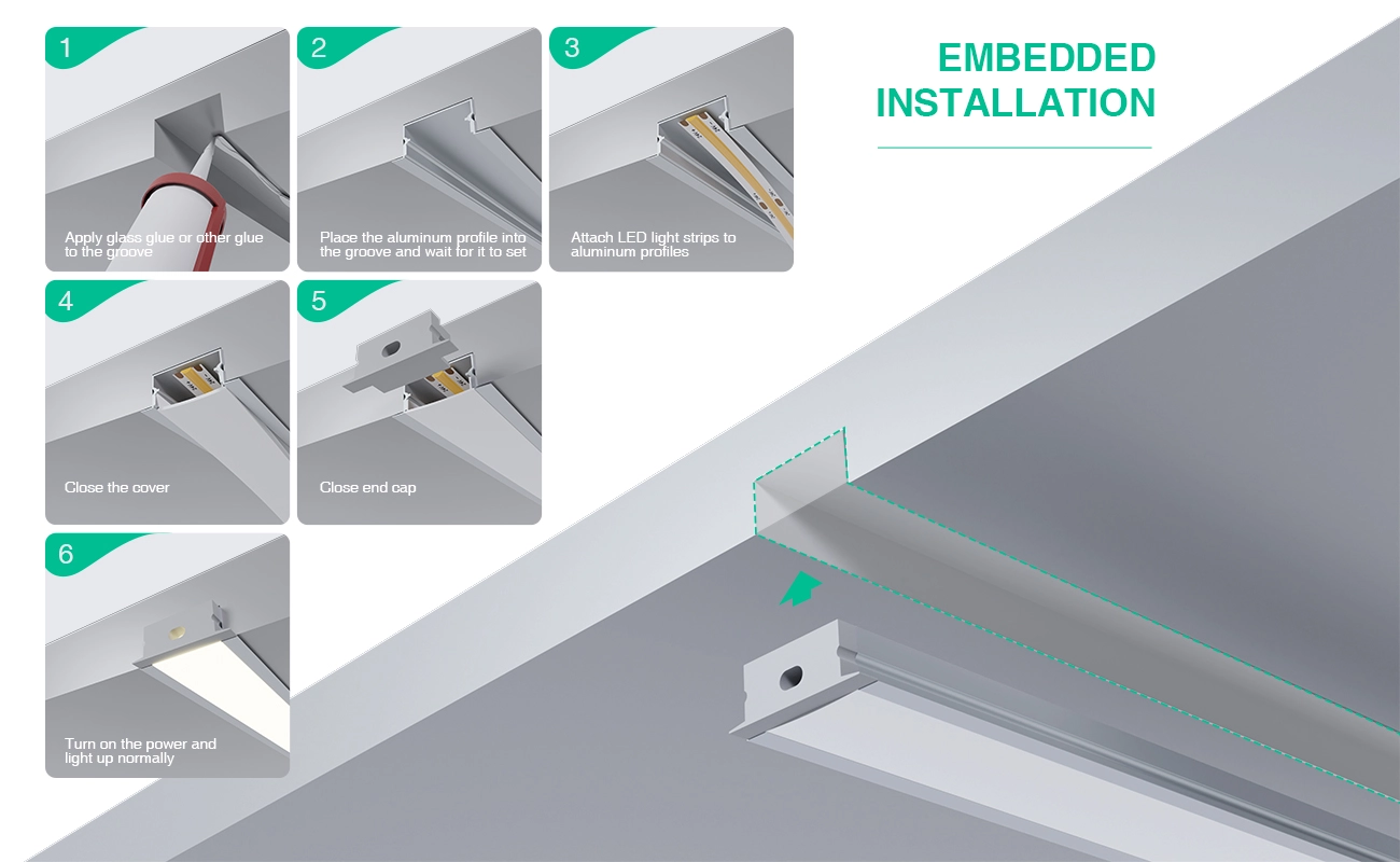 LED Profile - 2 meters compressed covers and caps / CN-619 L2000 * 30.3 * 9.8mm - Kosoom SP23-LED Profile--07