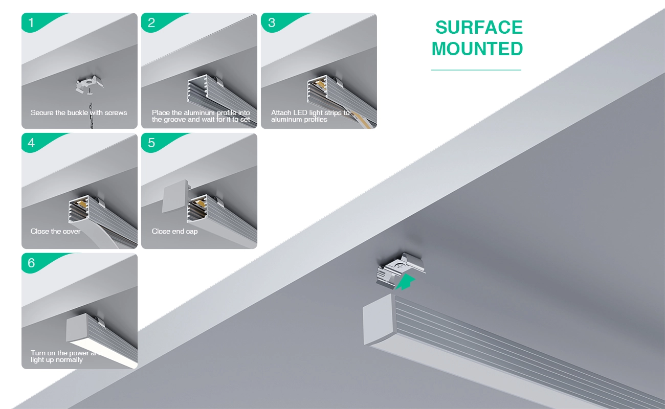 LED Profile - 2 meters compressed covers and caps / CN-SL07 L2000*14.2*14.3mm - Kosoom SP28-LED Profile--07