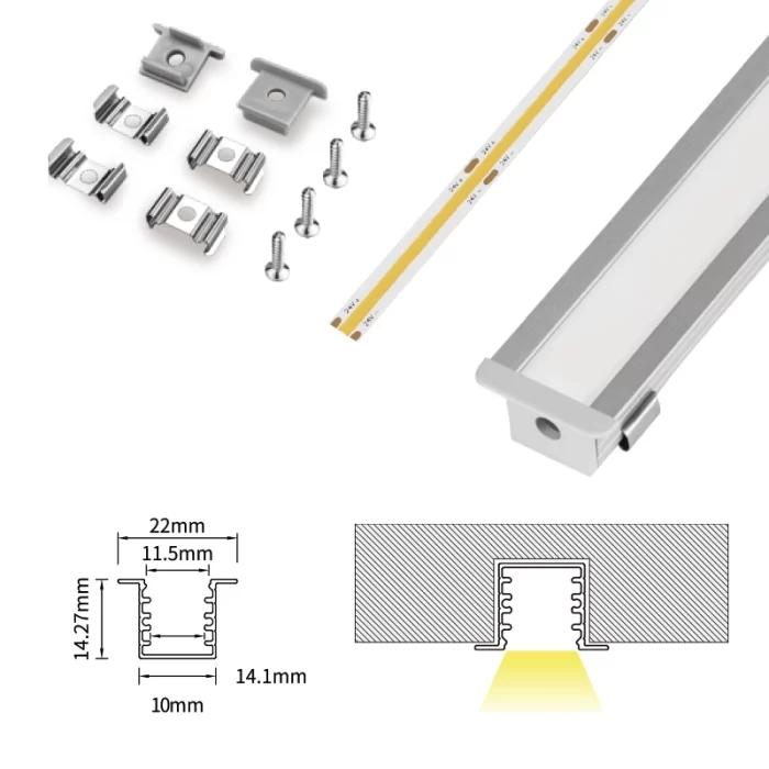 LED Profile - 2 meters compressed covers and caps / CN-SL08 L2000*22*14.27mm - Kosoom SP25-LED Strip Profile--07