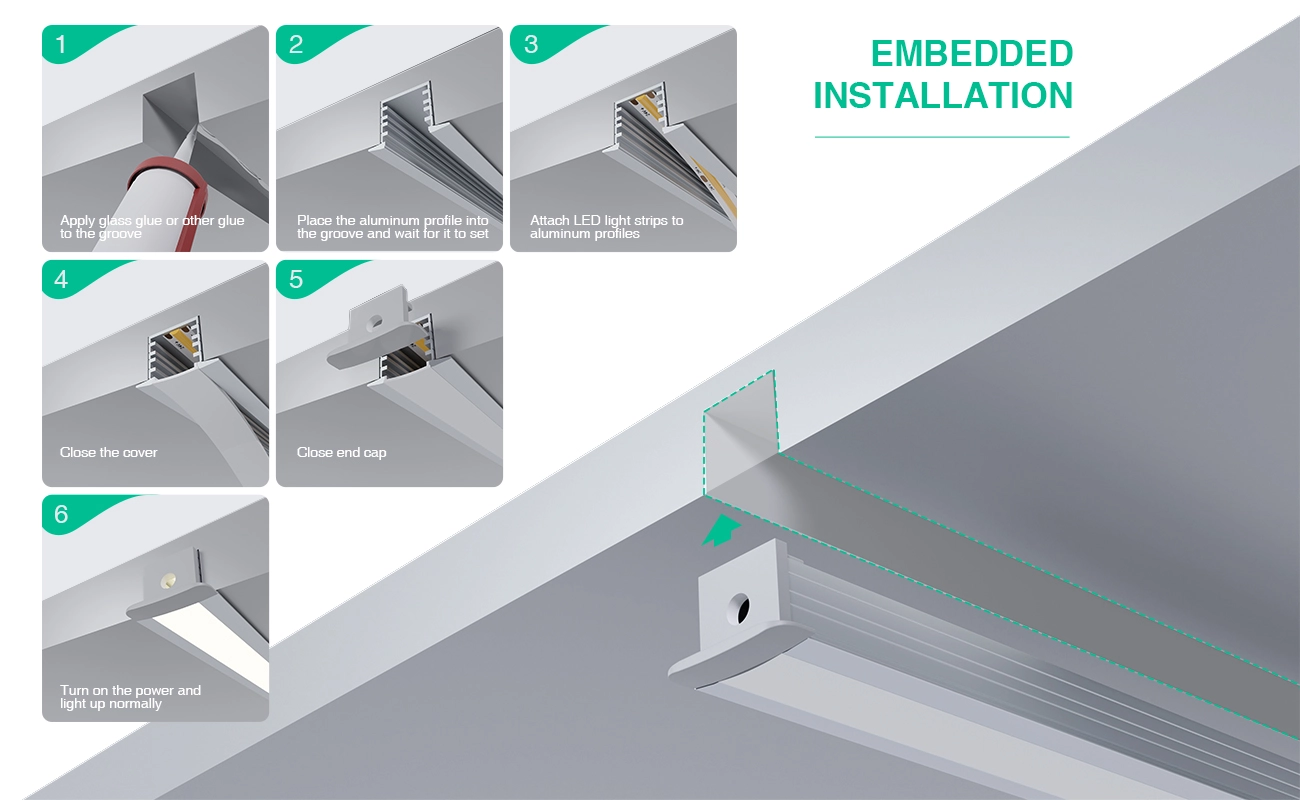 LED Profile - 2 meters compressed covers and caps / CN-SL08 L2000*22*14.27mm - Kosoom SP25-LED Aluminium Profile--07