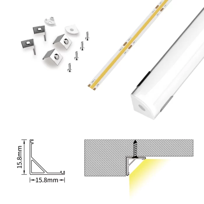 LED Profile - 2 meters compressed covers and caps / CN-SL09 L2000*15.8*15.8mm - Kosoom SP30-LED Aluminium Profile--07