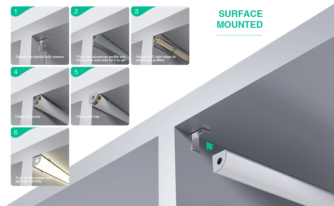 LED Profile - 2 meters compressed covers and caps / CN-SL09 L2000*15.8*15.8mm - Kosoom SP30-LED Profile--07