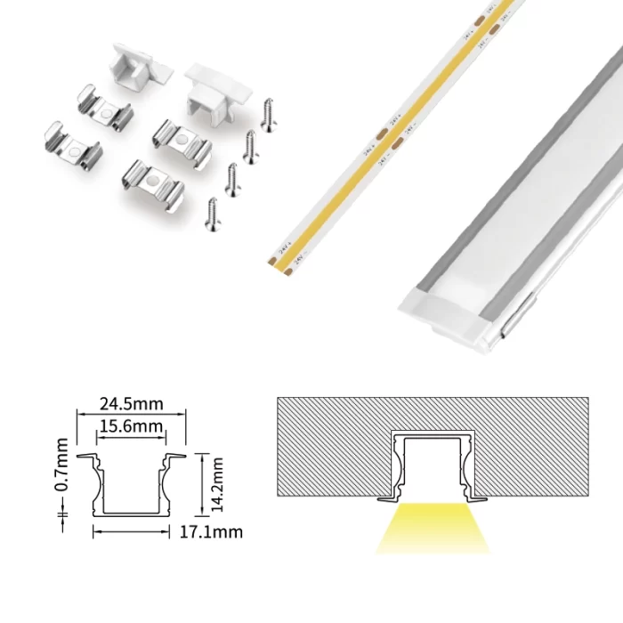 LED Profile - 2 meters compressed covers and caps / CN-SL11 L2000*24.5*14.2mm - Kosoom SP32-LED Aluminium Profile--07