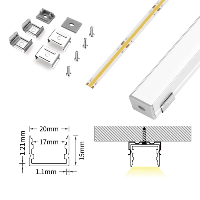 LED Profile - 2 meters compressed covers and caps / CN-SL03 L2000*20*15mm - Kosoom SP24-LED Profile--07