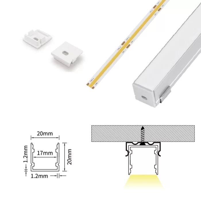 LED Profile - 2 meters compressed covers and caps / CN-SL12 L2000*20*20mm - Kosoom SP33-LED Profile--07