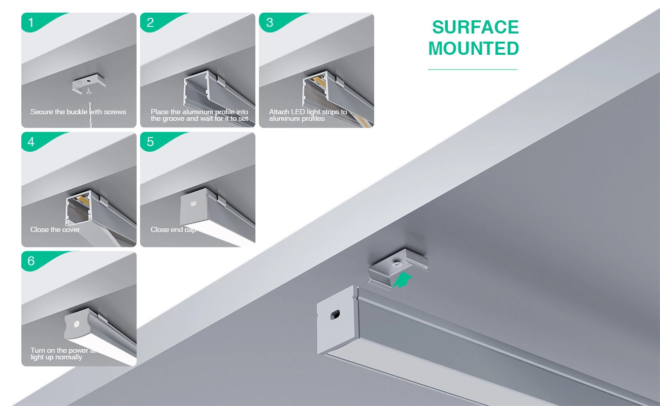 LED Profile - 2 meters compressed covers and caps / CN-SL12 L2000*20*20mm - Kosoom SP33-LED Aluminium Profile--07