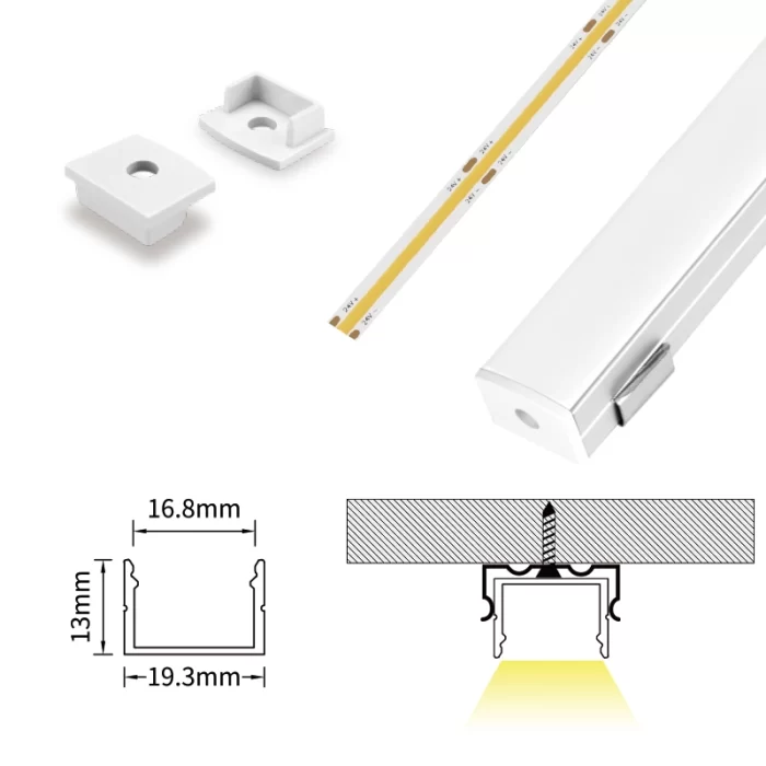 LED Profile - 2 meters compressed covers and caps / CN-SL12 L2000*20*20mm - Kosoom SP34-LED Strip Profile--07