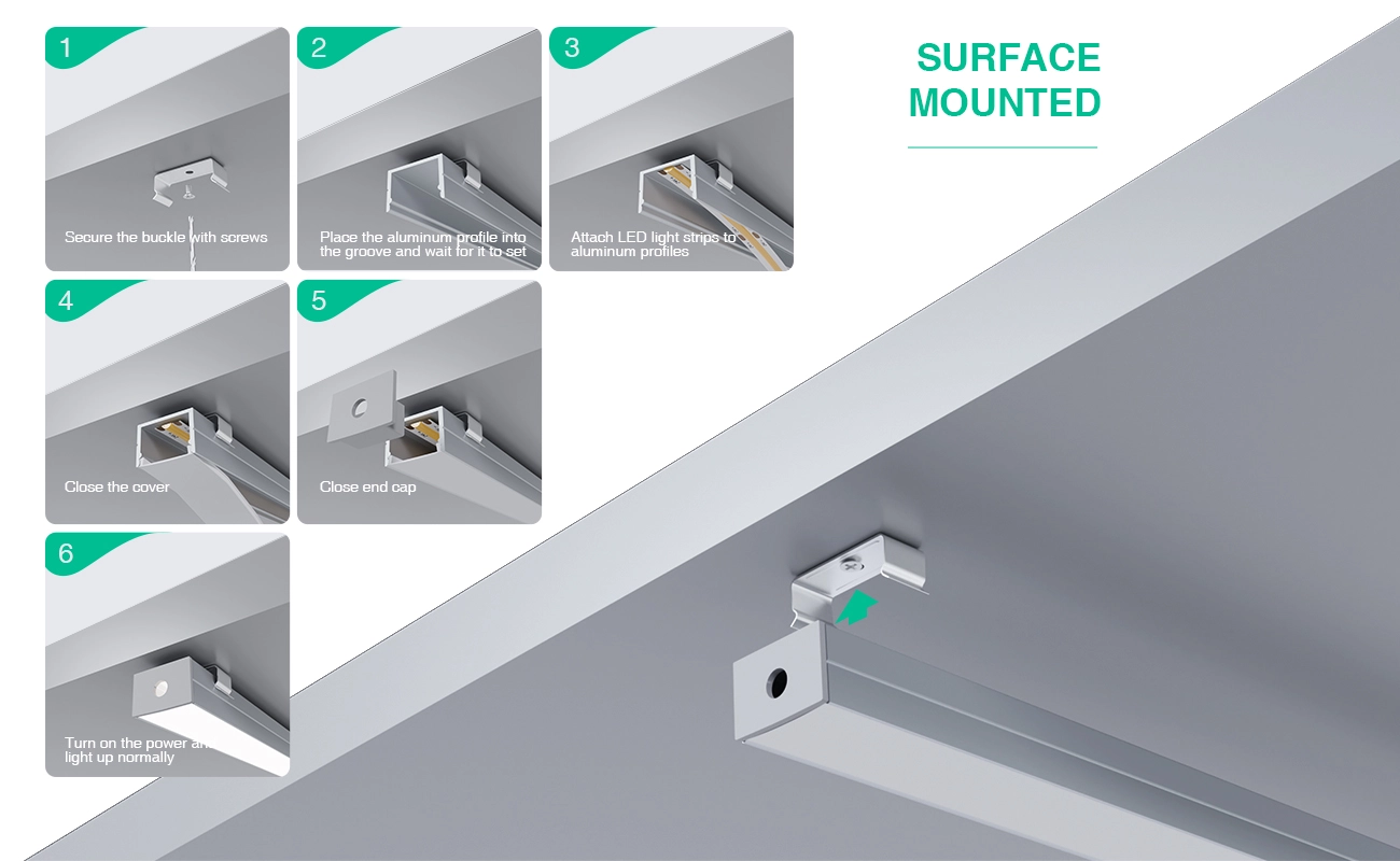 LED Profile - 2 meters compressed covers and caps / CN-SL12 L2000*20*20mm - Kosoom SP34-LED Profile--07