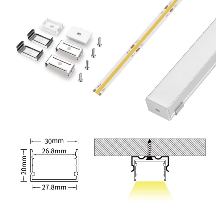 LED Profile - 2 meters compressed covers and caps / CN-SL14 L2000*30*20mm - Kosoom SP35-LED Strip Profile--07
