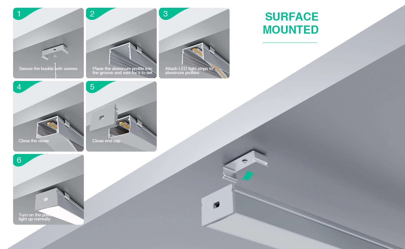 LED Profile - 2 meters compressed covers and caps / CN-SL14 L2000*30*20mm - Kosoom SP35-LED Profile--07