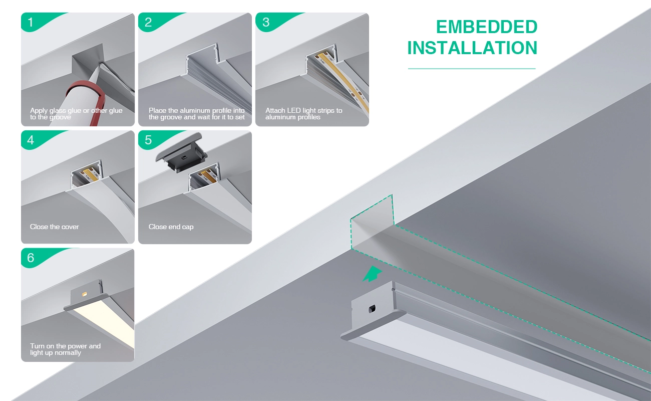 LED Profile - 2 meters compressed covers and caps / CN-SL15 L2000*43*20mm - Kosoom SP36-LED Strip Profile--07