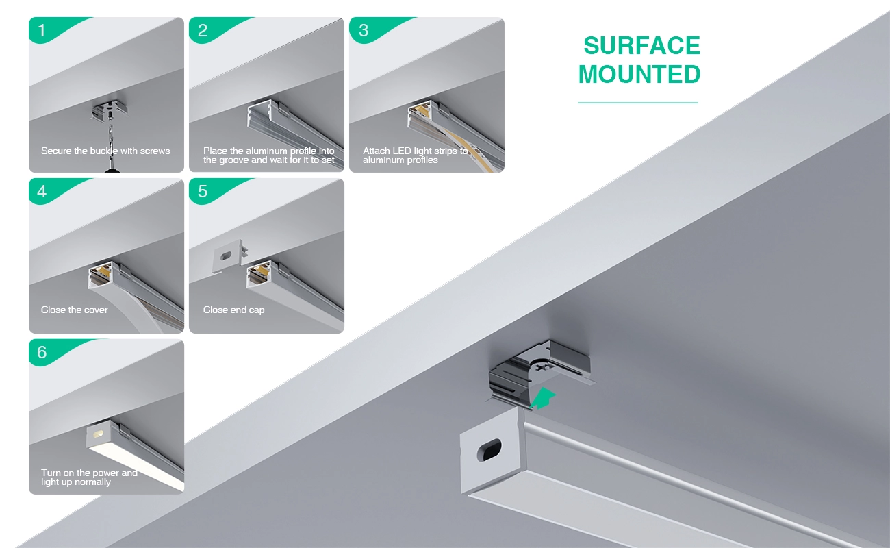 LED Profile - 2 meters compressed covers and caps / CN-SL03 L2000*20*15mm - Kosoom SP24-LED Aluminium Profile--07